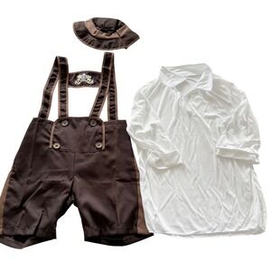 YOLSUN Boys Lederhosen Costume XL Brown Oktoberfest Bavarian German 3 Piece Set